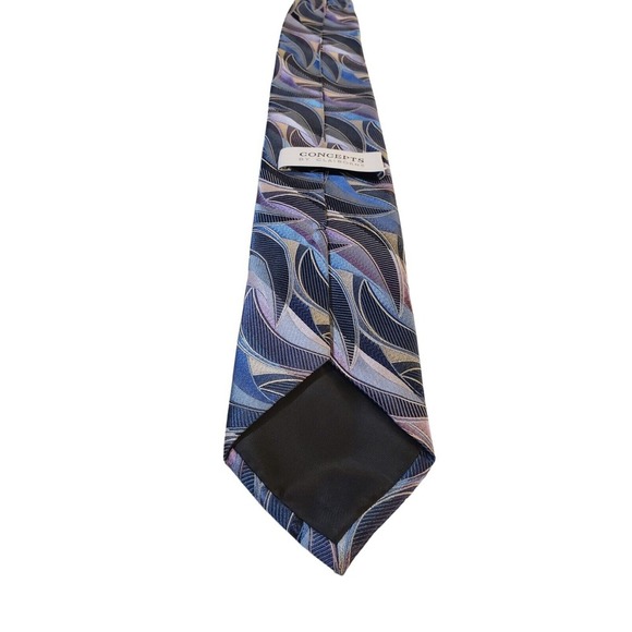 CONCEPTS by Claiborne Men's Silk Necktie Blue Multi Geometric 100% Silk Abstract - Picture 4 of 12